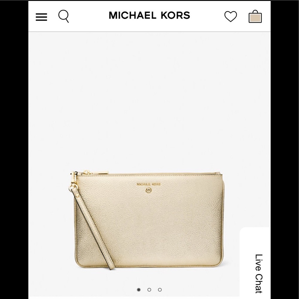 NWT Michael Kors Gold pebbled leather wristlet